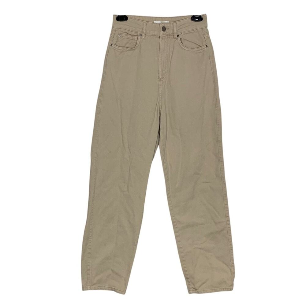 H & M High Rise Jeans 5 Working Pockets Belt Loops Tan Sz 2
